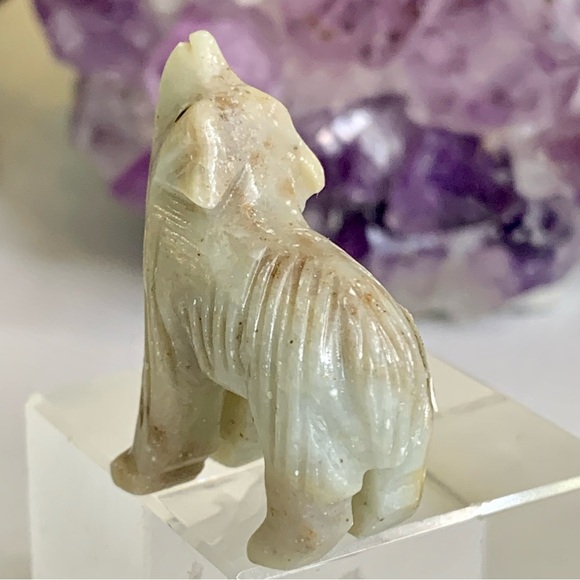 Soapstone WOLF Figurine MINI Carved Stone Coyote Dog Carving Crystal Animal 1.5" - Picture 7 of 11